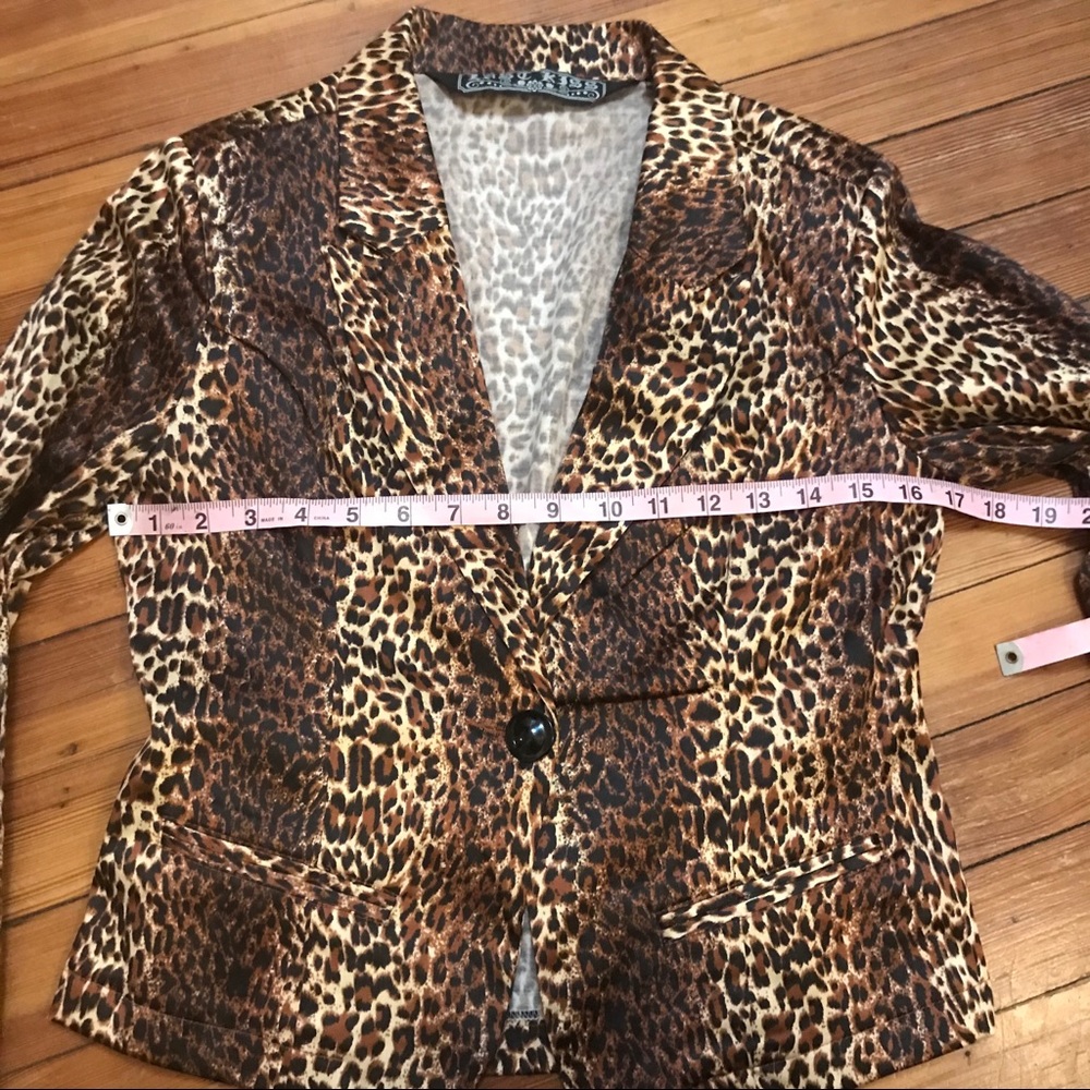 Leopard print blazer in satiny rayon M - Picture 5 of 8